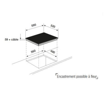 Table induction noire 3 zones 60cm
