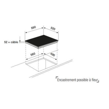 Table induction bridge noire 60cm