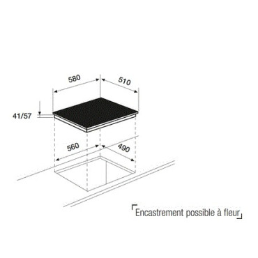 Table vitrocéramique noire 3 zones sensitive