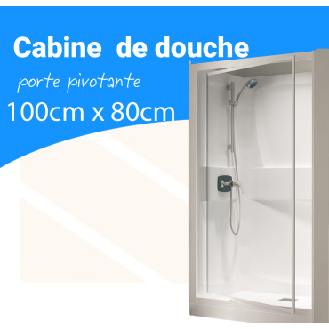 Cabine douche carré 100x80 1 porte pivotante