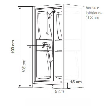 Cabine douche carré 90x90 1 porte pivotante