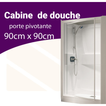 Cabine douche carré 90x90 1 porte pivotante