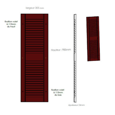 Persienne rouge 985mm x 305mm