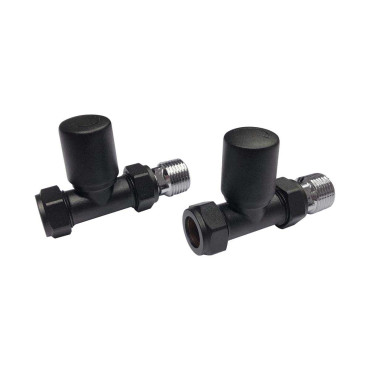 Robinets de radiateur droits 15 mm noirs (la paire)