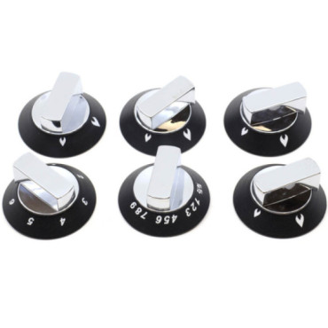 Jeu de 6 boutons deux pièces Thetford chrome et noir SSPA0902.CR