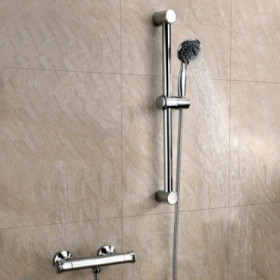 Ensemble de douche thermostatique avec barre - chromé