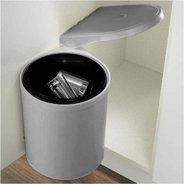 Poubelle coulissante 10 litres pour meuble de cuisine - grise