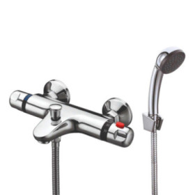 Mitigeur bain-douche thermostatique chromé avec accessoires
