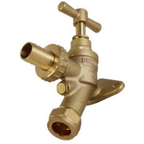 Robinet de jardin en laiton DZR avec platine et clapet anti-retour