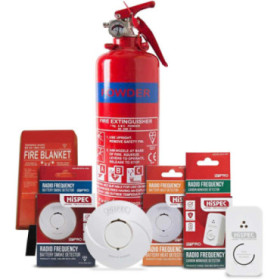 Kit sécurité incendie - détecteurs interconnectés, extincteur et couverture