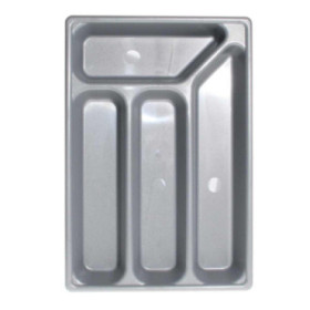 Range-couverts plastique 4 compartiments - gris argent