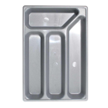 Range-couverts plastique 4 compartiments - gris argent
