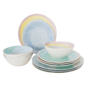 Service de table Pastel en mélamine - Barfleur 12 pièces ou Annecy 16 pièces
